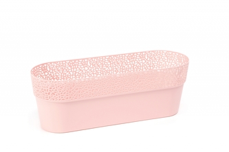 Plastový kvetináč čipka Rosa, oválny 380x129 mm, púdrový