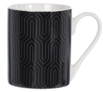 Porcelánový hrnek černý se zlatým ornamentem C, 300 ml