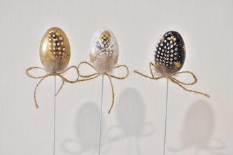 Plastová vajíčka na špejli, s/6, 6 cm