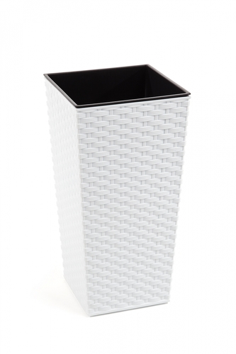 Plastový květináč Finezia ratan 190x190 mm, bílý