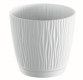 Plastový květináč s miskou Sandy P 14,9 cm bílý