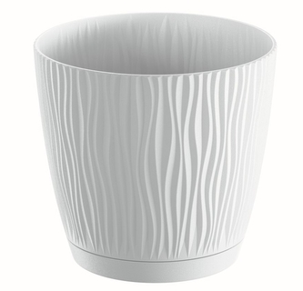Plastový květináč s miskou Sandy P 14,9 cm bílý
