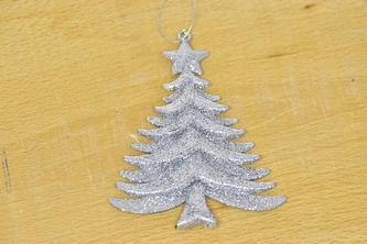 Dekorace - stříbrný stromeček s třpytkami