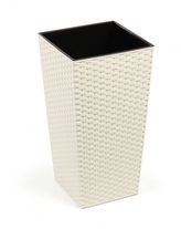 Plastový kvetináč Finezia ratan 250x250 mm, krémový