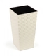 Plastový kvetináč Finezia ratan 250x250 mm, krémový