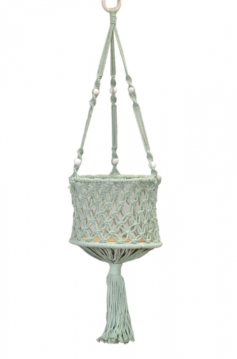 Macramé závesný kvetináč svetlo zelený 73 cm