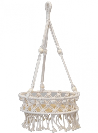 Macramé závesný kvetináč krémový 55 cm