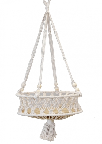 Macramé závesný kvetináč krémový 68 cm