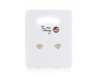 Náušnice PRETTY UP 0,8 cm, 1 pár, srdíčka s kamínky