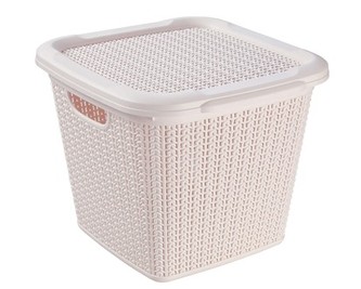BRILANZ Box ratanový s vekom 15 l, 30 x 30 x 27,5 cm, krémový