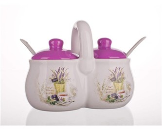 BANQUET Sada keramických dóz se lžičkami LAVENDER 210 ml, 2 ks BANQUET Sada keramických dóz se lžičkami LAVENDER 210 ml, 2 ks