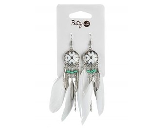 Náušnice PRETTY UP 11 cm, 1 pár, amulety s perím