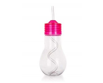 BANQUET Láhev plastová s brčkem BULB 600 ml, růžová