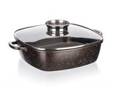 BANQUET Pekáč s nepriľnavým povrchom PREMIUM Dark Brown 28x28x8 cm, s pokrievkou s arómou gombom