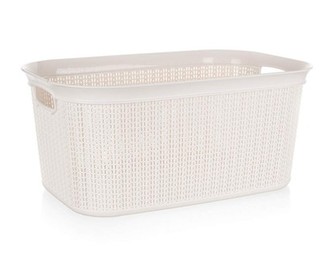 BRILANZ Kôš na bielizeň ratanový 38 l, 56,6 x 36,6 x 25,5 cm, krémový