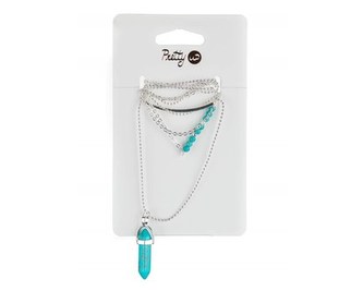 Řetízek s přívěskem PRETTY UP 106 cm, tyrkysový