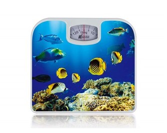 PRETTY UP Váha osobní mechanická PU-04, 130 kg, modrá s dekorem