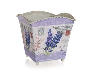 HOME DECOR Květináč plechový čtvercový LAVENDER 16 x 16 x 16 cm