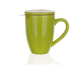 BANQUET Hrnček s viečkom a nerezovým sitkom BONNET 350 ml, zelený, OK
