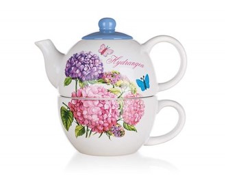 BANQUET Kanvička keramická so šálkou HYDRANGEA