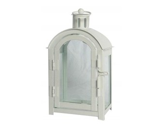 HOME DECOR Lucerna plechová 11 x 7,5 x 20 cm, bílá