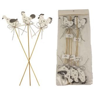 Dřevené dekorace zápich, 6ks D2128