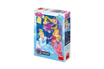 Puzzle Disney Princezny neon 100 XL dílků v krabici 20x29x6cm