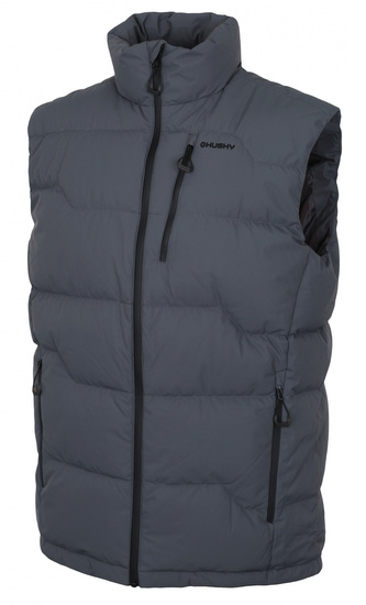 Pánská péřová vesta na zip Deep M tm. šedá - XL