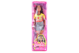 Barbie Modelka - ohnivé tričko a kockovaná sukňa HBV13