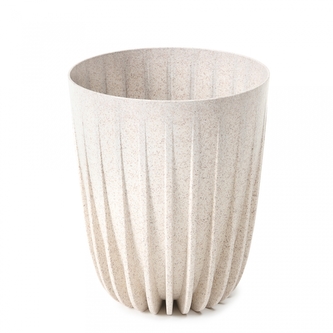 Plastový květináč Mira eco wood 145 mm, bílo-béžová