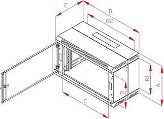 Rack Triton 19" dvojdílný 9U/295mm prosklené dveře, šedý Rack Triton 19" dvojdílný 9U/295mm prosklené dveře, šedý