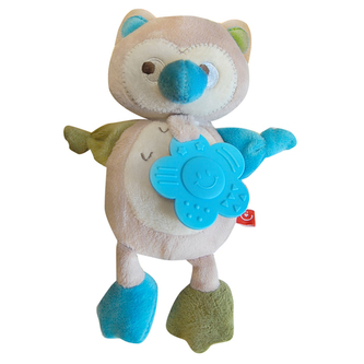 Dětská plyšová hračka SOVA s kousátkem a chrastítkem 20x15 cm