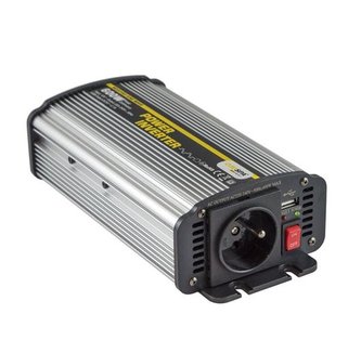 Napäťový menič Carspa CAR600U-122 12V/230V+USB 600W, modifikovaná sínus (náhrada za CAR500-12)