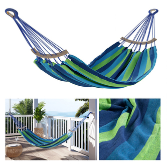 Závěsná houpací síť s výztuhou LAZA modrá/zelená 240x80 cm Mybesthome