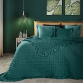 Přehoz na postel s volánky LUBA 220x240 cm tyrkysová Mybesthome