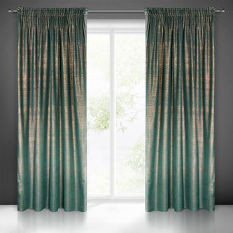 Dekoračný vzorovaný záves s riasiacou páskou ULRIKA tmavo zelená/medená, 140x270 cm (cena za 1 kus) MyBestHome