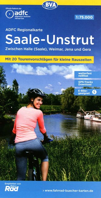 ADFC Regionalkarte Saale-Unstrut mit Tourenvorschlägen, 1:75.000, reiß- und wetterfest, GPS-Tracks Download, E-Bike geeignet