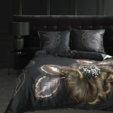 Obliečky PEONIE II. čierna, 100% saténová bavlna 1x 200x220 cm, 2x povlak 70x80 cm francúzske obliečky MyBestHome