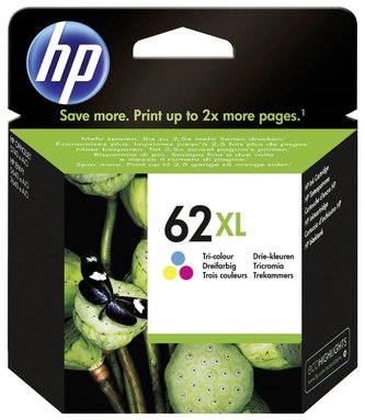 HP (62XL) Tříbarevná originální inkoustová kazeta, C2P07AE originál