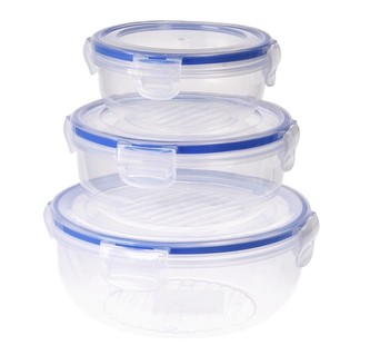 Dóza na potraviny s klip víčkem sada 3 ks kulaté