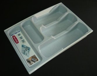 Příborník luna 30x42x6,4cm šedo-bílý mramor