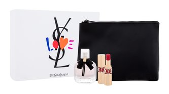 Yves Saint Laurent Mon Paris parfémovaná voda 50 ml + rtěnka Rouge Voluptes Shine 3,2 g No. 101 + kosmetická taštička