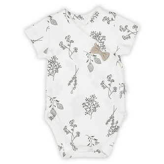 Kojenecké bavlněné body s bočním zapínáním krátky rukáv Nicol Ella bílé - velikost 56 (0-3m)