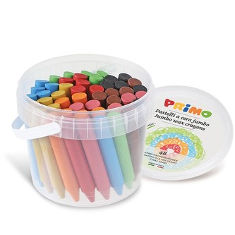 Voskové pastelky PRIMO JUMBO, 13 x 85mm, 48 ks, kyblík