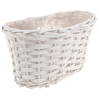 Truhlík oválný - obal dekorační proutěný s igelitem, barva bílá