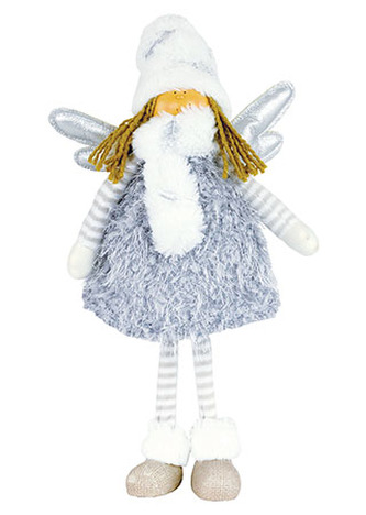 Andělka textilní dekorace, barva šedá