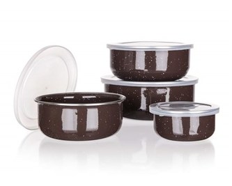 BANQUET Sada smaltovaných misek GRANITE Dark Brown, 8 ks