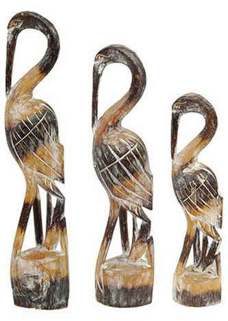 Dřevěná dekorační volavka, Sada 3ks