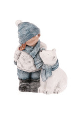 Holčička s ledním medvěděm, vánoční dekorace, magnéziová keramika