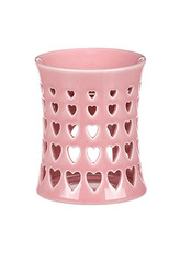 Aroma lampa s motivem srdíček, růžová barva, porcelán.